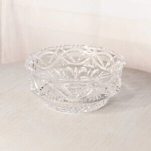 Vintage Clear Crystal Glassware Bowl with Etched Grid Details